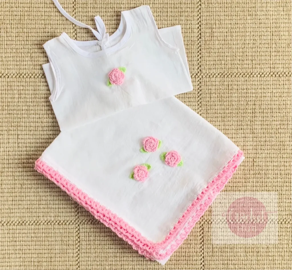 handmade newborn sets with pretty pink crochet applique