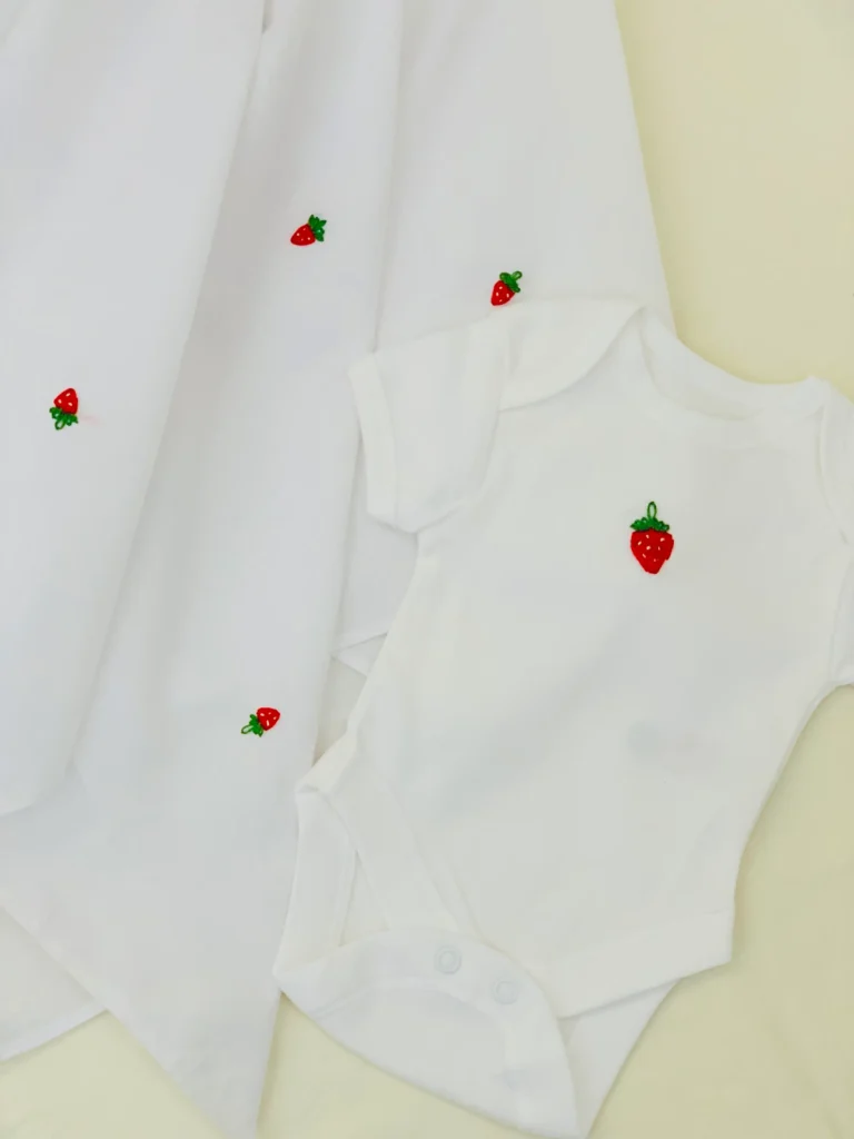 newborn sets with strawberry hand embroidery work